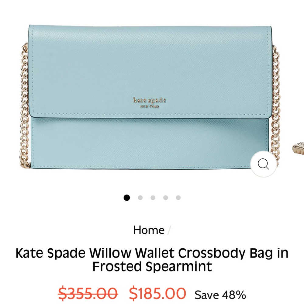 Kate Spade willow wallet crossbody purse + wallet, spearmint light blue.